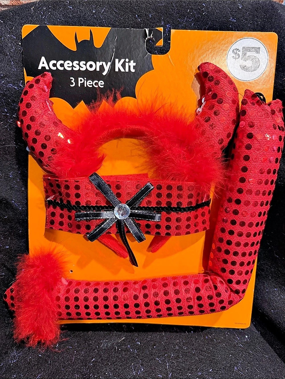 3-Piece Red & Black Halloween Accessory Kit